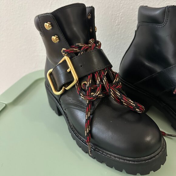 Sandro Paris Lace-Up Combat Boots in Black - Size 37 - Picture 4 of 13